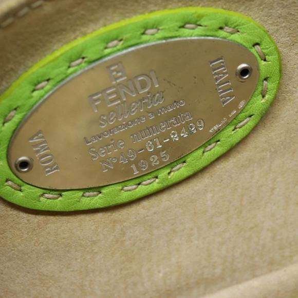 FENDI Celeria Mamma Baguette Shoulder Bag Leather Green Auth yk12521 - Picture 11 of 16